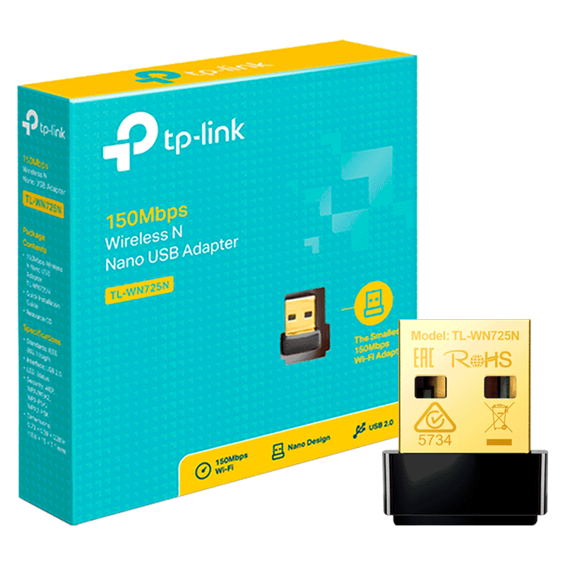 Adaptador de Red USB a Wi-Fi TP-Link TL-WN725N Nano 150Mbps