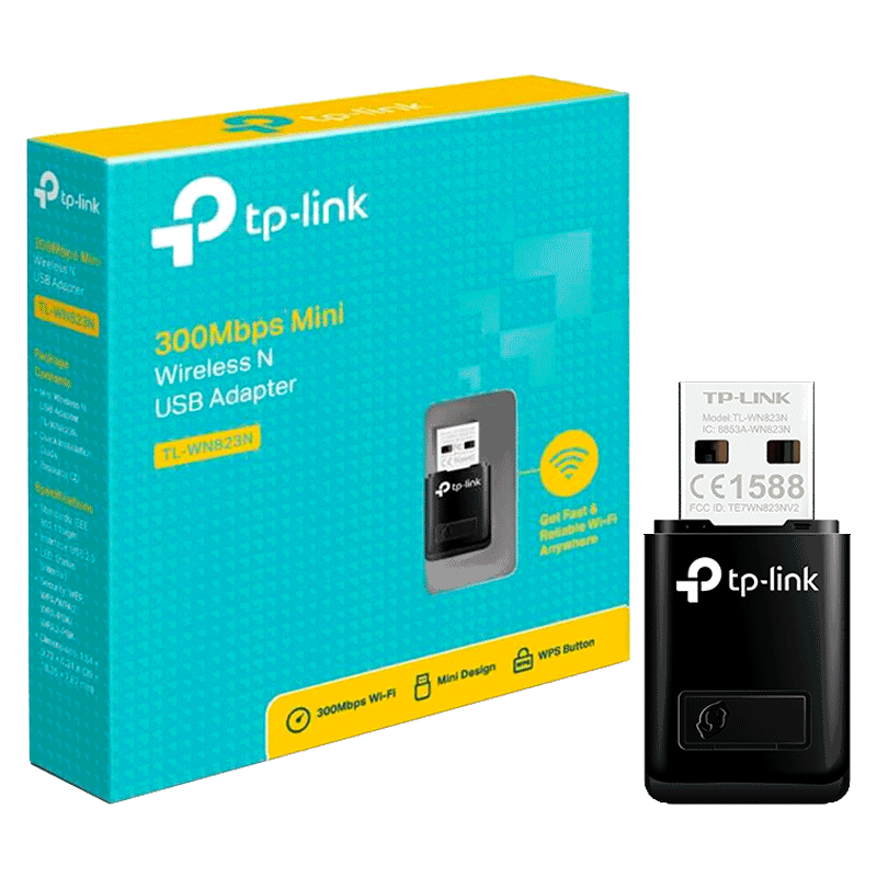 Adaptador de Red USB a Wi-Fi TP-Link TL-WN823N Mini 300Mbps