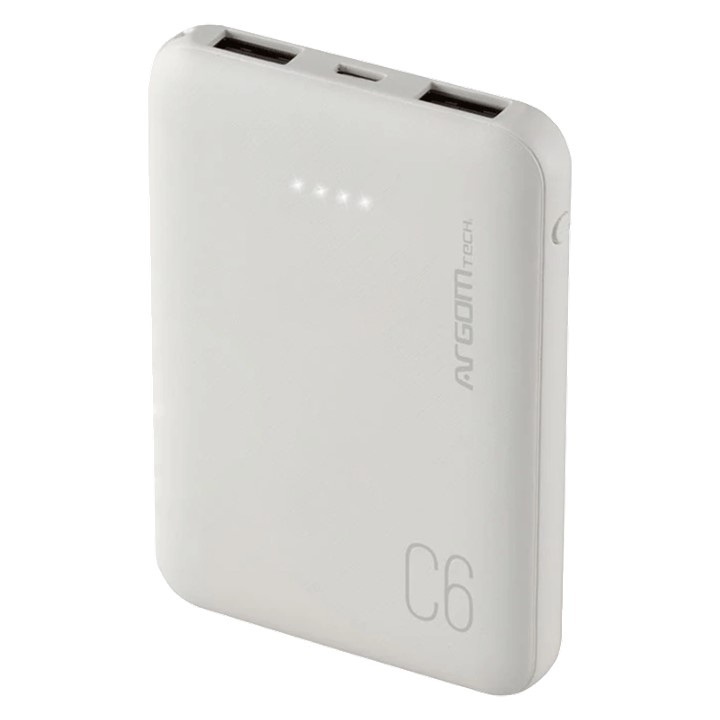 PowerBank Argom C6 6000mAh 2xUSB Blanco