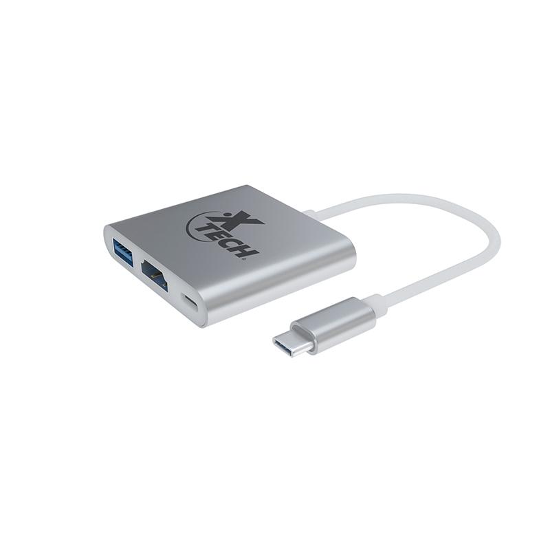 Adaptador Xtech Multipuerto USB-C a HDMI USB-C USB 3.0 Plateado