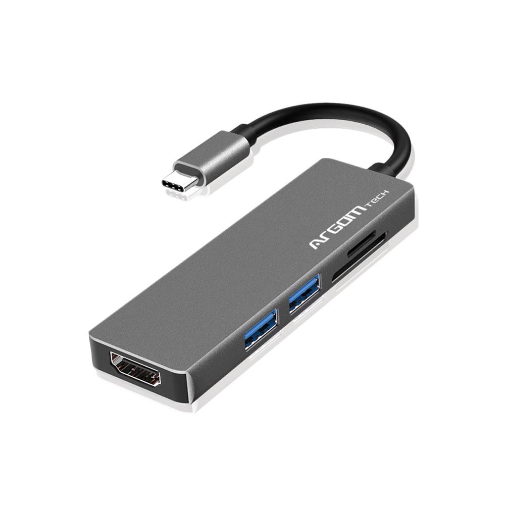 Hub Argom 5-Puertos 5-en-1 USB-C Plateado