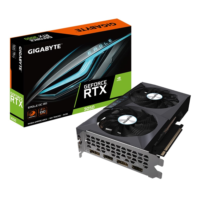 Tarjeta de Video 8GB GDDR6 Gigabyte GeForce RTX™ 3050 EAGLE OC 8G HDMI DP PCIe 4.0