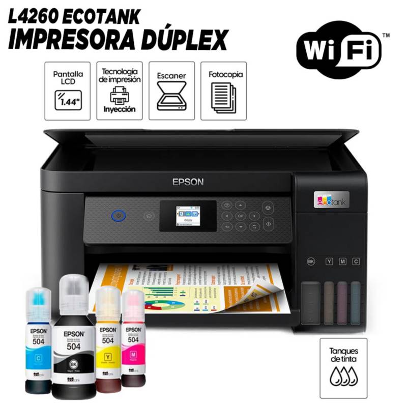 Impresora Multifuncional 3 En 1, WiFi, EcoTank L4260 Epson