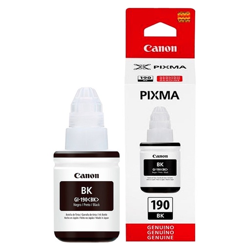 Botella de Tinta Canon GI-190BK Negro 135ml