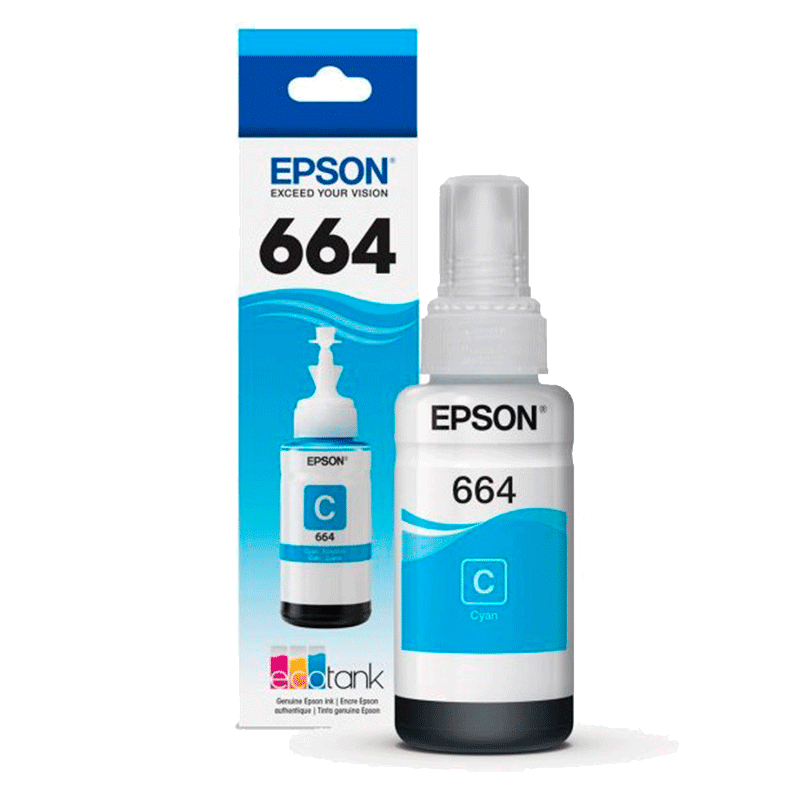 Botella de Tinta Epson T664 Cian 70ml