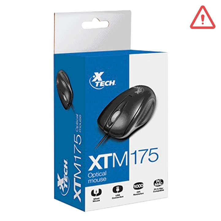 Mouse Alámbrico Xtech XTM-175 3D Óptico 1000DPI Negro (Venta con Equipo)