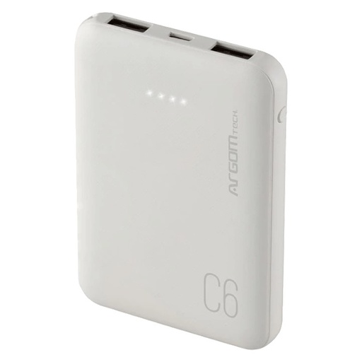 [ARG-PB-1136WT] PowerBank Argom C6 6000mAh 2xUSB Blanco