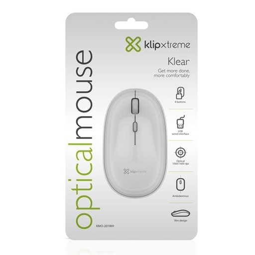 Mouse Klip Xtreme  Klear Alámbrico Blanco