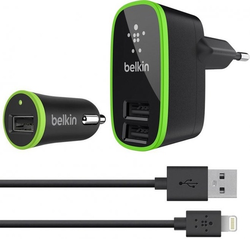 Cargador de pared + carro + doble cable kit Belkin
