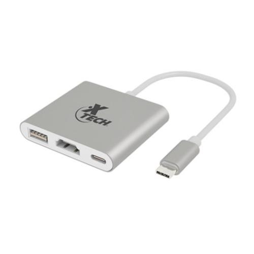 XTECH XTC-565 Adaptador Multipuerto USB Tipo C 3 en 1 Plateado