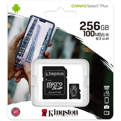 MicroSD De 256GB, Clase 10, SDCS2/256GB Canvas Select Plus Kingston