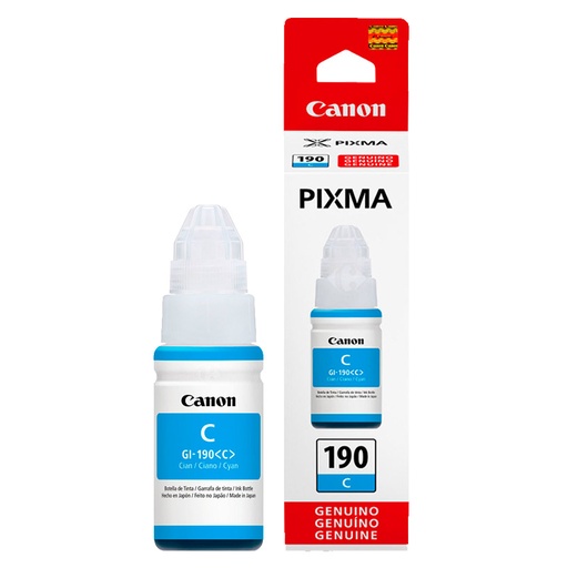 [0668C001AA] Botella de Tinta Canon GI-190C Cian 70ml